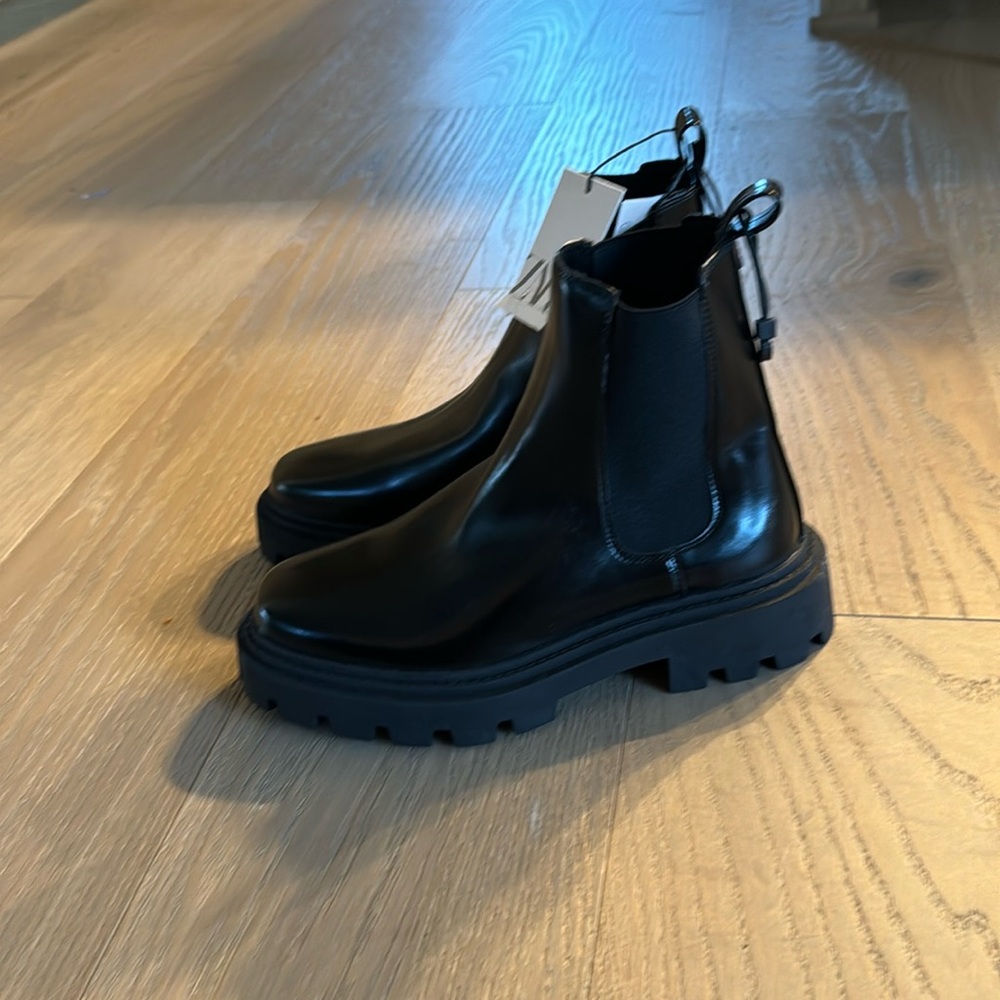 Zara Black Lug sole boots - brand new